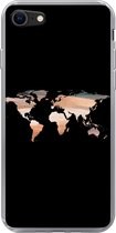 Geschikt voor iPhone SE 2020 hoesje - Wereldkaart - Verf - Zwart - Siliconen Telefoonhoesje