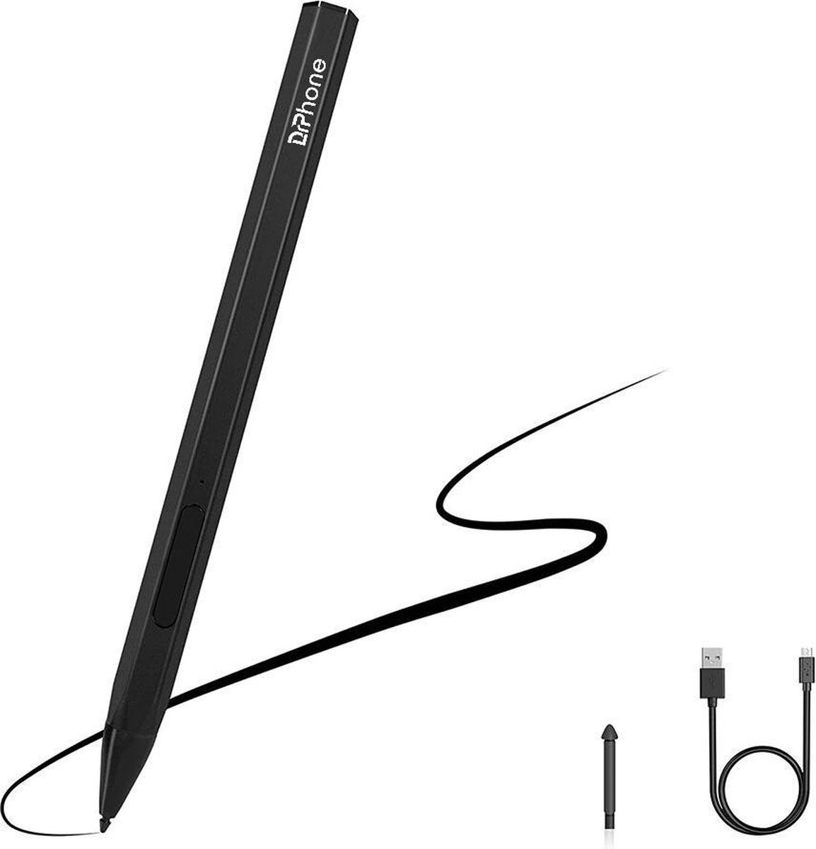 DrPhone Pro Logic 2 - Stylus Pen voor Windows Laptop - 4096 Drukgevoeligheid – Brede Compatibiliteit – 40 Uur Gebruik - Zwart