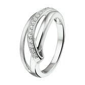 The Jewelry Collection Ring Zirkonia Poli/mat - Zilver
