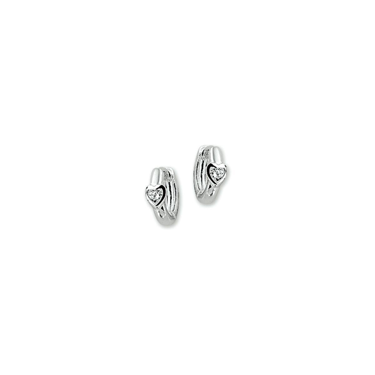 Zilver Gerhodineerde Klapoorringen hart zirkonia 1321828