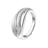 The Jewelry Collection Ring Gescratcht Zirkonia Poli/mat - Zilver