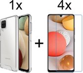 Samsung A12 Hoesje - Samsung Galaxy A12 hoesje Hardcase siliconen case transparant hoesjes back cover hoes Extra Stevig - 4x Samsung A12 Screenprotector