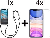 iPhone 13 Pro Max hoesje met koord transparant shock proof case - 4x iPhone 13 Pro Max screenprotector