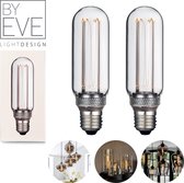 BY EVE T45XL LED Filament - 2 stuks - Clear - Sfeerverlichting - Glasvezel - Dimbaar - A++ - Ø 45 mm - E27 - 3,5 W - 120 lumen - Vintage Ledlamp - Sfeerlamp