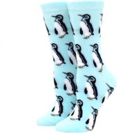 Sokken dames print pinguin blauw - 36-40