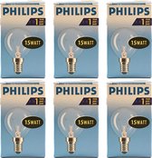 Philips - Kogellamp - 15Watt - E14 Fitting - Gloeilamp - Helder - Dimbaar - Kleine Fitting - 15W - (6 STUKS)