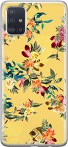 Samsung A71 hoesje siliconen - Floral days | Samsung Galaxy A71 case | geel | TPU backcover transparant