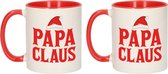 Set van 2x stuks cadeau kerstmokken rood Papa Claus - 300 ml - keramiek - koffiemokken / theebekers - Kerstmis - kerstcadeau papa / vader