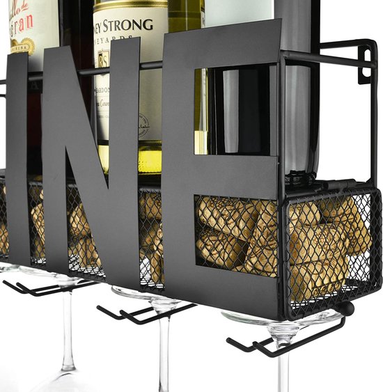Design Wijnrek Rocco Rond - Voor aan de muur - Zwart 90cm