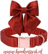 Zijde halsband met strik rood - hondenstrik - kerst - kerststrik - hondenhalsband - christmas - chique - stijlvol - bruiloft - luxe