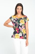 Cassis - Female - T-shirt in twee stoffen met bloemenprint  - Multicolor