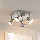 Lindby - LED plafondlamp - 4 lichts - ijzer, glas - H: 13.3 cm - GU10 - nikkel - Inclusief lichtbronnen