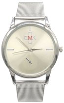 Horloge Mesh - Kast 37 mm - Metaal - Quartz - Zilverkleurig en Wit