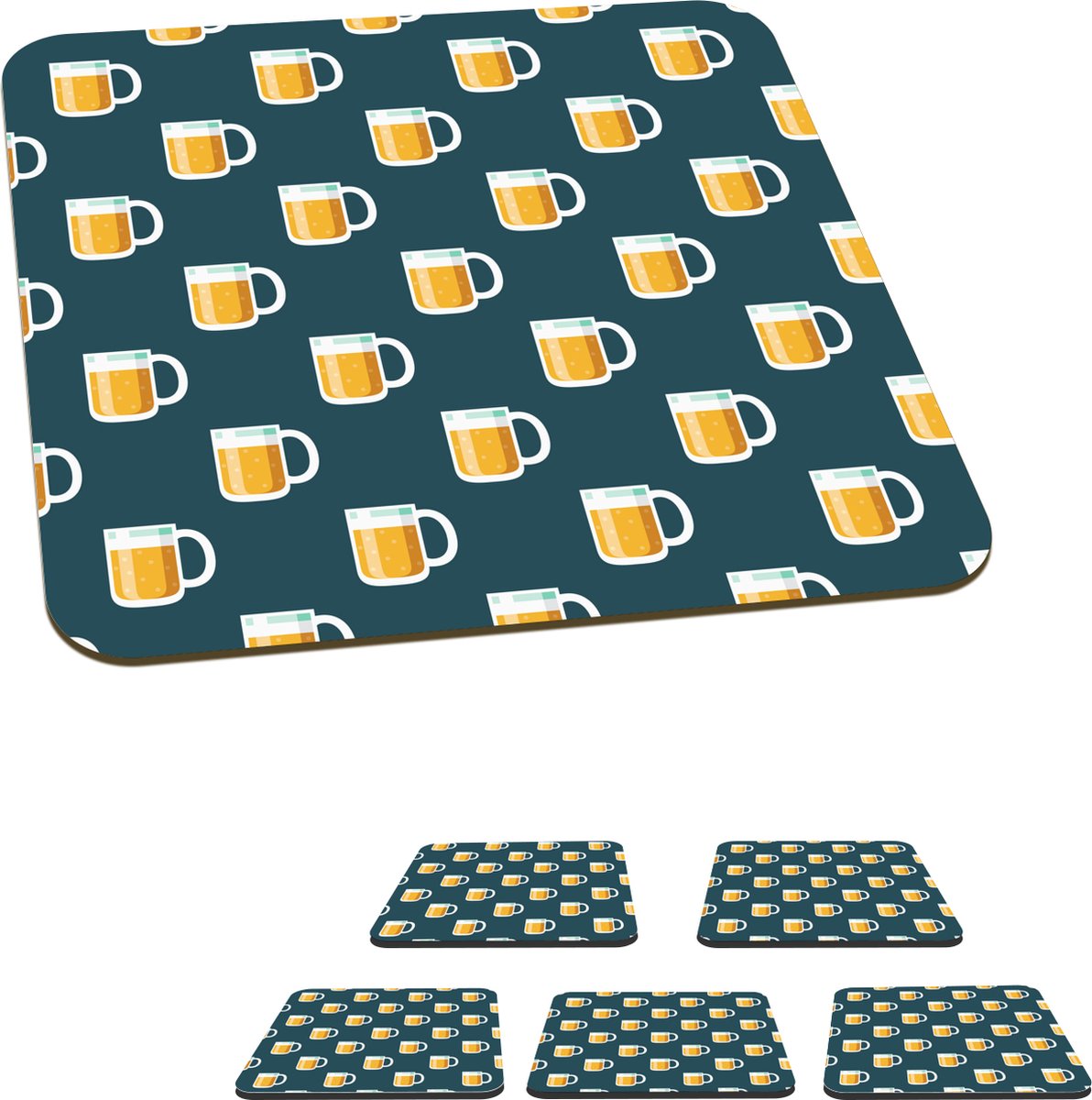 Onderzetters voor glazen - Bier - Glazen - Paars - 10x10 cm - Glasonderzetters - 6 stuks