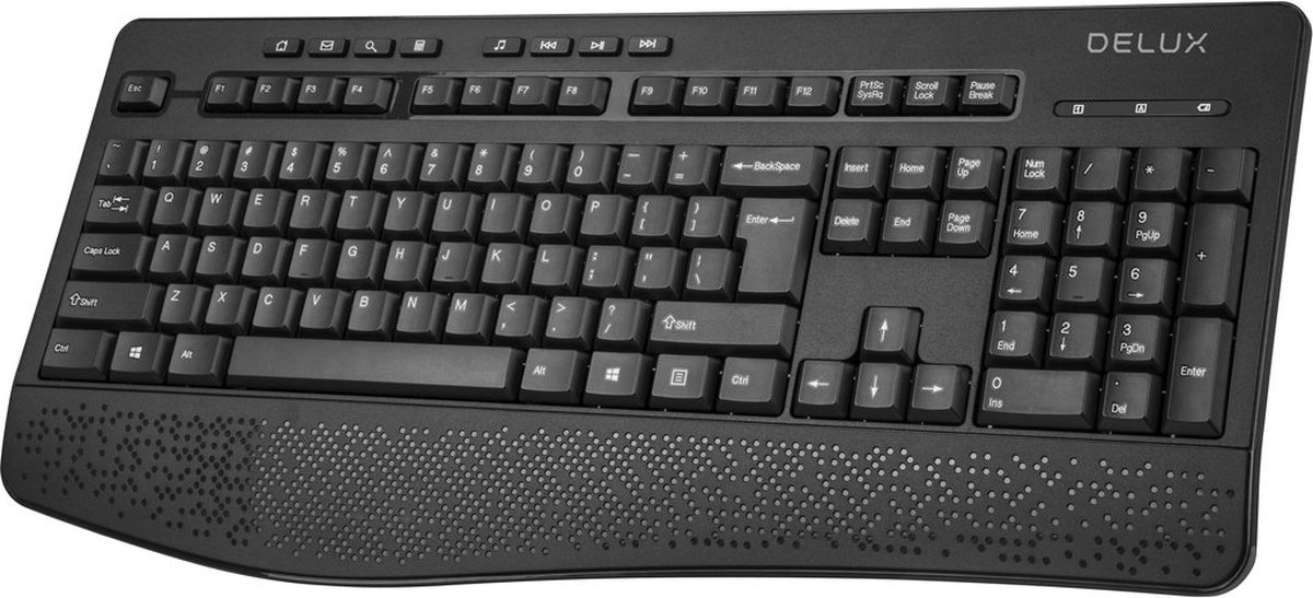 Delux K6060G Draadloos Ergonomisch toetsenbord - Polssteun - 2.4ghz - QWERTY/US - Zwart