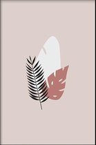 Walljar - Tropical Leaves Light - Muurdecoratie - Poster met lijst