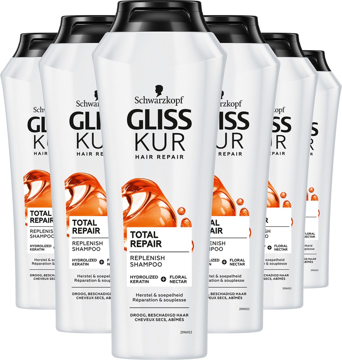 Gliss Kur Total Repair 19 Shampoo 6x 250 ml - Grootverpakking