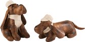 J-Line Deurstop Hond Imitatie Leder Bruin/Beige Assortiment Van 2