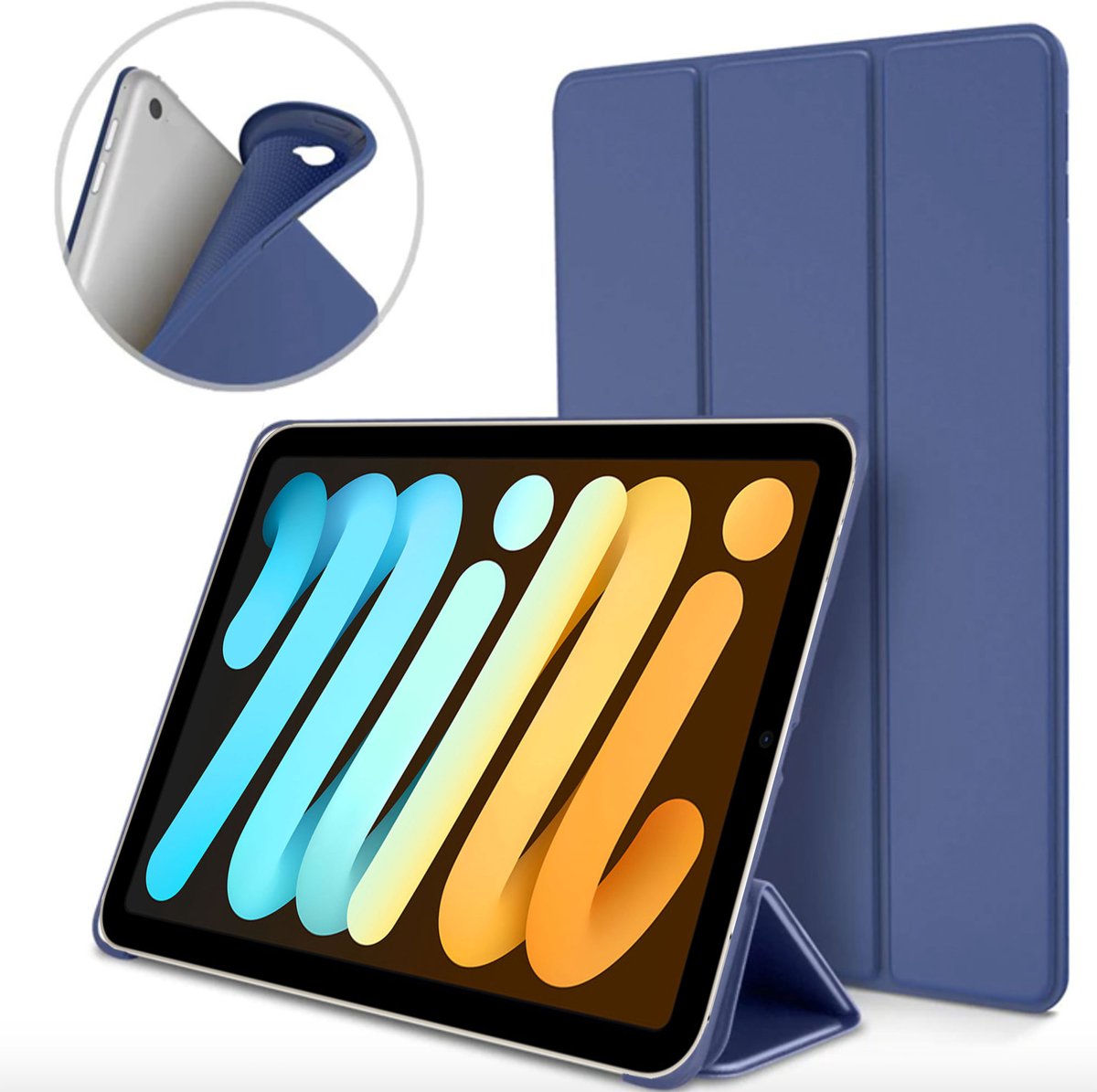 Geschikt voor iPad Mini 6 Hoesje Siliconen Cover Hoes Case - Blauw