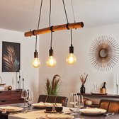 Belanian.nl - Vintage hanglamp - Hanglamp - Houten hanglamp - 3-lichts -  hanglamp zwart, licht hout, 3-vlammig -  Eetkamer, keuken, slaapkamer, woonkamer