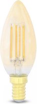 5x Dimbare filament LED Lamp E14 - Extra Warm witte lichtkleur 2200K - Amber coating - 5W - Vorm: Kaars B35