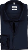 Seidensticker shaped fit overhemd - donkerblauw structuur - Strijkvrij - Boordmaat: 40