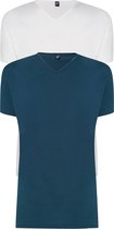 ALAN RED T-shirts Vermont (2-pack) - V-hals - wit en denim blauw - Maat: L