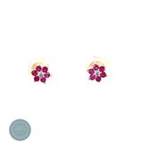 Pat's Jewels                - Flower Studs - Zirkonia - Robijnkleurig