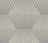 ART DECO BEHANG | Metallic Lijnenpatroon - beige zilver - A.S. Création Titanium 3