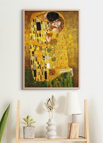 Affiche sous cadre en bois - Le baiser - Gustav Klimt - Grand 70x50 - Décoration murale - (Rétro / Vintage)