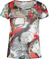 Paprika Dames T-shirt in mesh met mangaprint - T-shirt - Maat 46