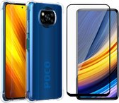 Hoesje Transparant voor Xiaomi Poco X3 Pro - Screenprotector Glas voor Xiaomi Poco X3 Pro - Xiaomi Poco X3 Pro Siliconen Shock Proof Hoesje Case met Versterkte rand en Full Screen Protector