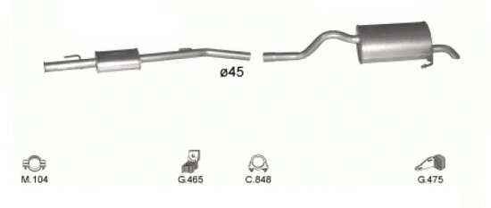 Uitlaat Einddemper Renault Clio (201005673R / 205434908R / 205434908RA) | Gerrits Automotive | Autobedrijf voor auto-onderdelen & reparatie