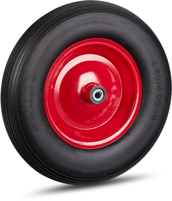 kruiwagenwiel 4.80 4.00-8 - massief rubber - stalen velg - 3 adapters - anti lek - 100 kg - zwart van Merkloos	 — afbeelding 3