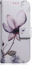 Motorola Moto E20 / E30 / E40 wit bloemen book case wallet hoesje