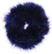 Fluffy scrunchie/haarwokkel, donker blauw/navy