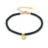 Michelle Bijoux Armband Smiley Zwart Goud JE13606