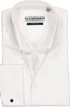 Ledub Modern Fit overhemd dubbele manchet - wit - Strijkvrij - Boordmaat: 41
