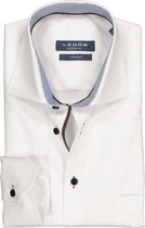 Ledub Modern Fit overhemd - wit twill (contrast) - Strijkvrij - Boordmaat: 39