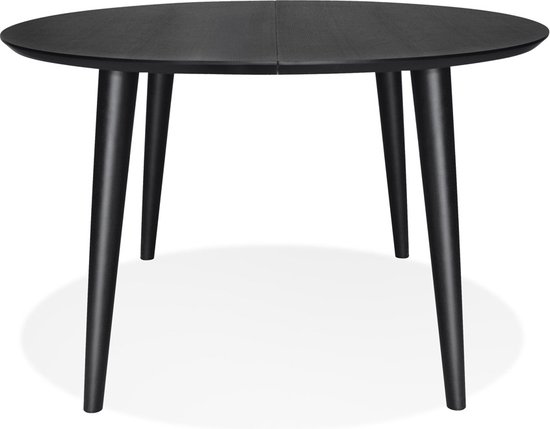 Alterego Uitschuifbare ronde eettafel 'ORTENSIA' van zwart hout -  120-220x120 cm | bol.com