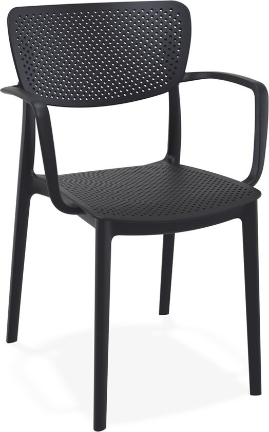 Alterego Chaise perforée avec accoudoirs 'TORINA' en plastique noir