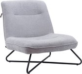 Fauteuil met gevlamde stof en zwarte metalen poten, 80x82xH85 cm - BLIKI