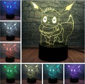 Klarigo®️ Nachtlamp – 3D LED Lamp Illusie – 16 Kleuren – Bureaulamp – Pokemon - Evie – Sfeerlamp – Nachtlampje Kinderen – Creative - Afstandsbediening