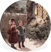 WallCircle - Wandcirkel - Muurcirkel - Portret Kerst - Winter - Vintage - Aluminium - Dibond - ⌀ 90 cm - Binnen en Buiten