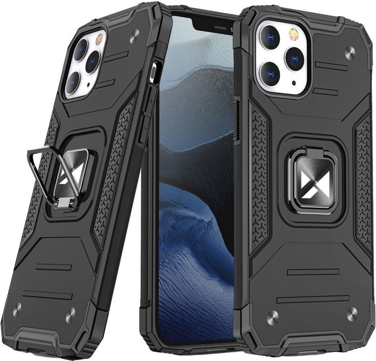 Wozinsky Ring Armor iPhone 13 Pro Max hoesje zwart - BackCover - extra stevig - met magnetische ringhouder