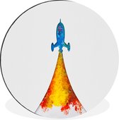 Illustration pour enfants d'une fusée décollant Cercle mural aluminium ⌀ 60 cm - impression photo sur cercle mural / cercle vivant / cercle de jardin (décoration murale)