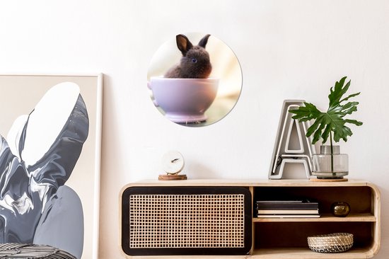 Cercle Mural - Cercle Mural Intérieur - Lapin - Bébé - Tasse à Thé - ⌀ 30 cm - Décoration murale - Peintures Ronds