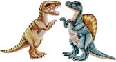 Set van 2x pluche speelgoed knuffels dinosaurussen T-Rex en Spinosaurus - Prehistorische knuffeldieren