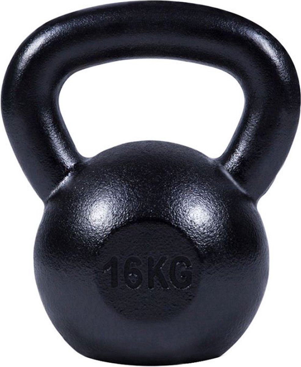 Gorilla Sports - Kettlebell  - Gietijzer Zwart - 16 kg - Extra Stabiel