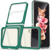 Mobigear Hoesje geschikt voor Samsung Galaxy Z Flip 3 Telefoonhoesje Hardcase | Mobigear Crystal Backcover | Galaxy Z Flip 3 Case | Back Cover - Transparant / Groen